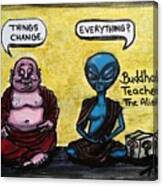 Alien And Buddha Canvas Print