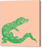 Alligator In Green And Pink Canvas Print