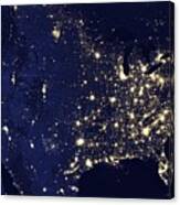 Amazing Image Of The United States Of America At Night Canvas Print