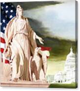 America - Progress Of Civilization - America With Eagle At Her Side And Sun At Her Back Canvas Print