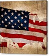 American Flag Textured Map Canvas Print