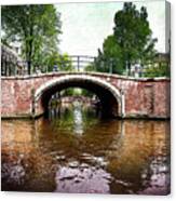 Amsterdam-bridges Over The Canal Textured Canvas Print
