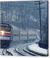 Amtrak In The Snow Canvas Print