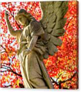 Angel Statue In The Fall Canvas Print