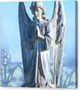 Angel Statue In The Mist Canvas Print