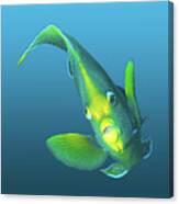 Angelfish - Fish In Motion On Gradient Blue Background - Canvas Print