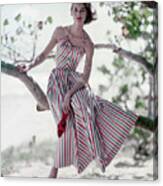 Anne St. Marie In A Striped Sundress Canvas Print