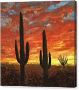 Arizona Sunset And Saguaro Cacti Canvas Print