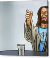 Art - Jesus At The Starbucks Canvas Print