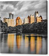 Atlanta Golden City Skyline From Piedmont Park Canvas Print