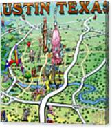 Austin Texas Fun Map Canvas Print