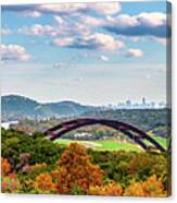Austin Texas Images - Fall Colors At Pennybacker Bridge Pano Canvas Print