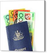 Australian Money With Passport Canvas Print