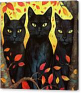 Autumn Black Cats Canvas Print