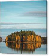 Autumn Coloured Island In The Middle Of The Lake Canvas Print