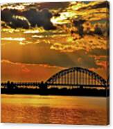 Autumn Sunset Behind Tacony-palmyra Bridge On The Delaware Canvas Print