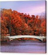 Autumnal Reflections Of Bow Bridge Canvas Print