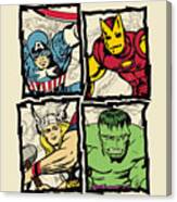 Avengers Silver Age Quad - Distressed Canvas Print