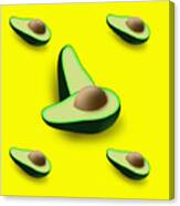 Avocados On A Bright Yellow Background Canvas Print