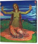 Awakening, Woman On Meadow Canvas Print