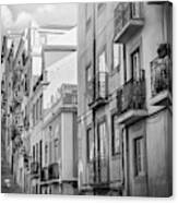 Bairro Alto Lisbon Portugal Black And White Canvas Print