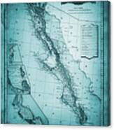 Baja California Vintage Map 1884 Ocean Blue Canvas Print