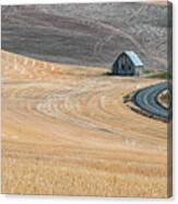 Barn And Country Road In Harvest Season Canvas Print