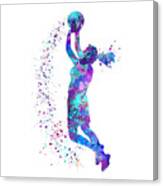 Basketball Girl Player Colorful Watercolor Sports Gift Canvas Print