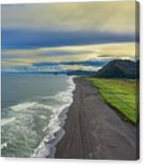 Beach With Black Sand On Kamchatka Canvas Print