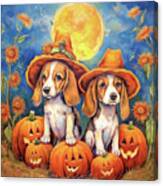 Beagles In The Pumpkin Patch Canvas Print