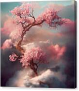 Beautiful Dreamy Cherry Blossom Tree From Heavenly Clouds. Abstr Canvas Print