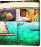 Bel-air Window Dog And Master Canvas Print