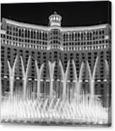 Bellagio Fountains Center X Display Black And White Canvas Print