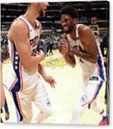 Ben Simmons And Joel Embiid Canvas Print