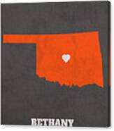 Bethany Oklahoma City Map Founded 1909 Oklahoma State University Color Palette Canvas Print