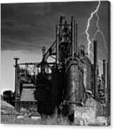 Bethlehem Steel Ruins Blast Furnace Usa Bw Canvas Print