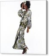 Beverly Johnson Wearing A Silver Saint Laurent Dress Canvas Print