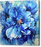 Big Blue Peony Flower Canvas Print
