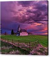 Sunset At The Big Coulee Lutheran Church - Ramsey County North Dakota Canvas Print
