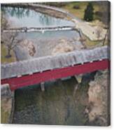 Birdseye View Wehrs Dam And The Covered Bridge In March Canvas Print