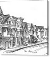 Black And White Drawing Of Fulton Street San Francisco Canvas Print
