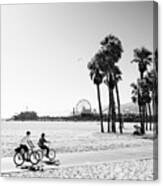 Black California Series - Bike Ride In Santa Monica Canvas Print