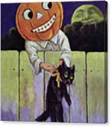 Black Cat And Pumpkin Canvas Print