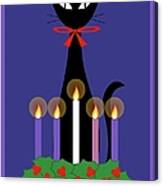 Black Cat With Christmas Advent Wreath Canvas Print