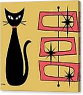 Black Cat With Mod Rectangles Yellow Canvas Print