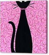 Black Cat With Pink Rhinestone Collar Canvas Print
