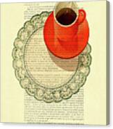 Black Coffee In An Orange Red Cup Canvas Print