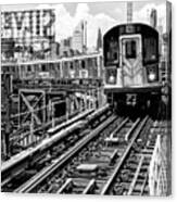 Black Manhattan Series - Line 7 Queens Canvas Print