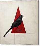 Blackbird On A Triangle Of Red Canvas Print