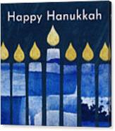Blue And White Menorah Hanukkah- Art By Linda Woods Canvas Print